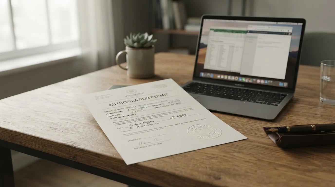 Dokument s povolením k provozování online kasina s razítkem regulátora