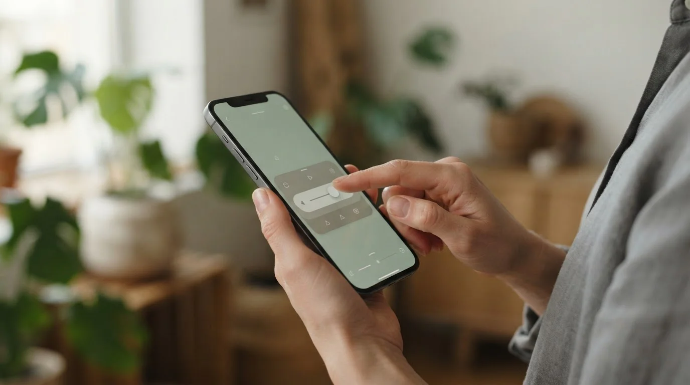 Klidná ruka nastavující posuvník limitu na obrazovce mobilní aplikace