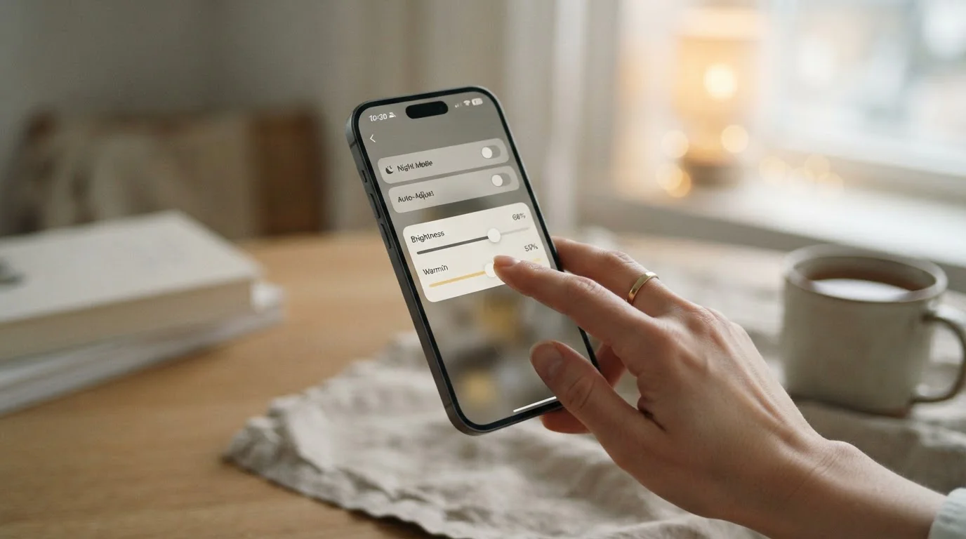 Klidná scéna s rukou nastavující posuvník limitu na obrazovce mobilního telefonu
