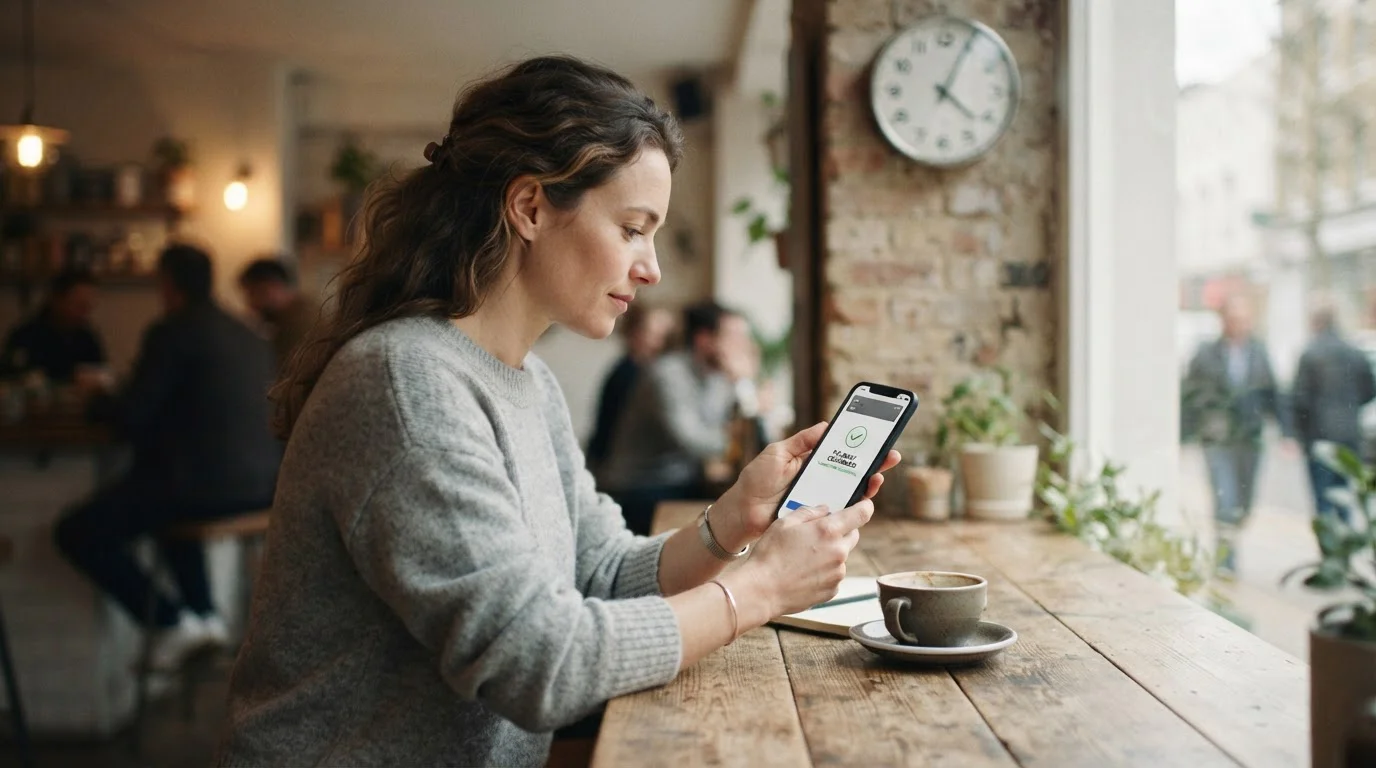 Hráč sleduje rychlost výběru výhry z online casina na mobilu